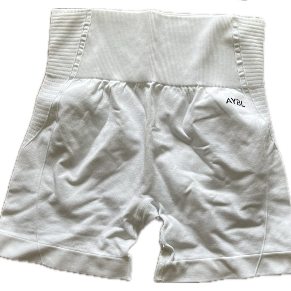 NWOT AYBL white biker shorts Size S